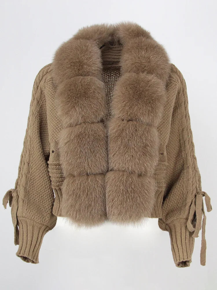 Lixx | Cappotto invernale di lusso per donne con colletto in pelliccia di volpe vera