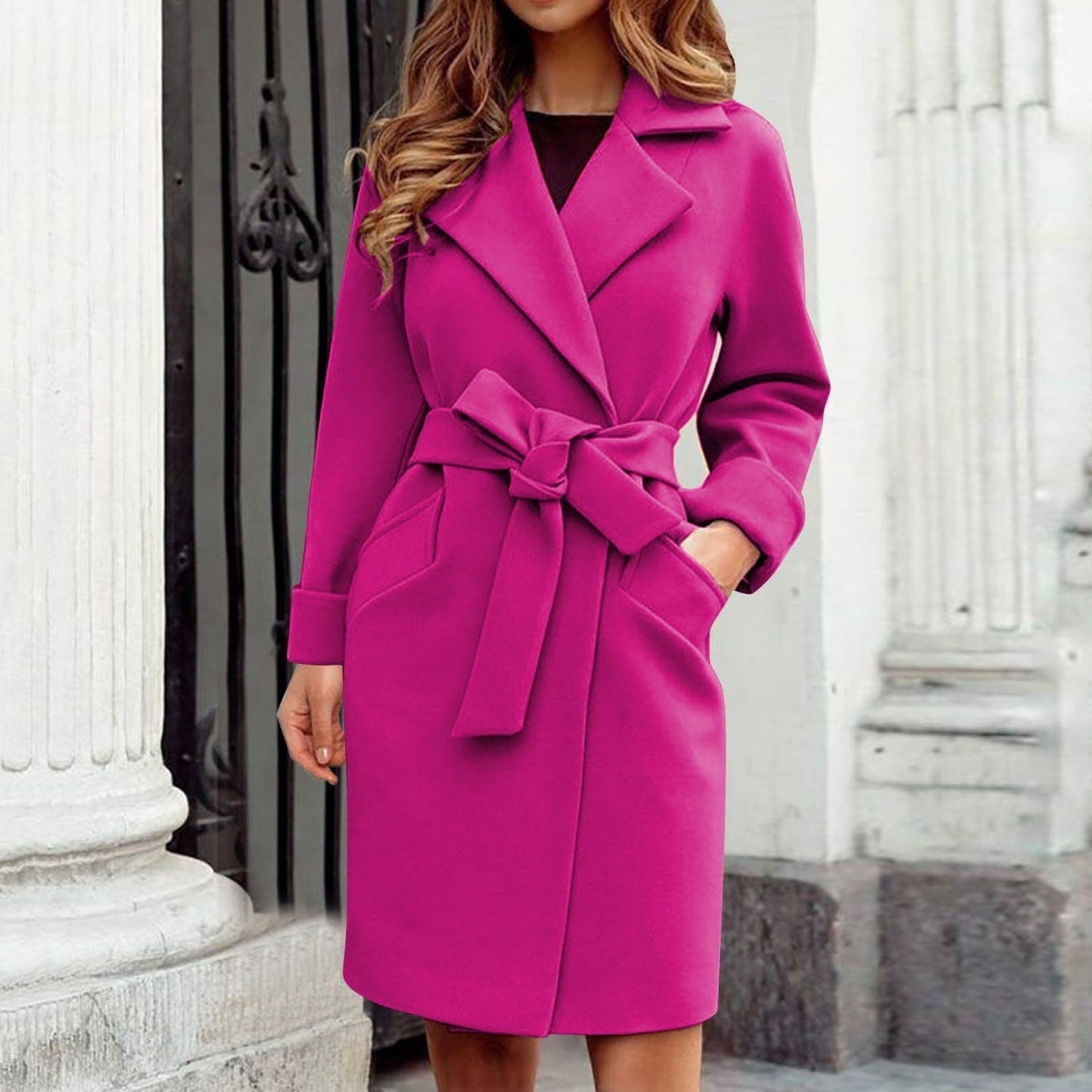 Katarino | Trench coat lungo in cashmere con sistema a bottoni in colori vivaci