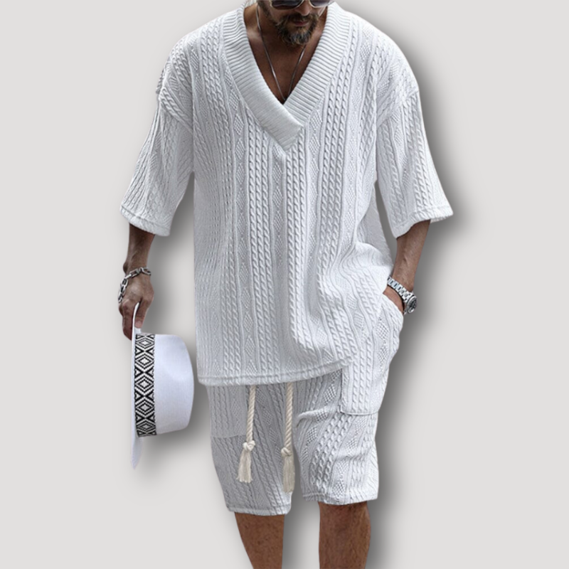 Ferdinand | Camicia a maglia cable e completo estivo corto