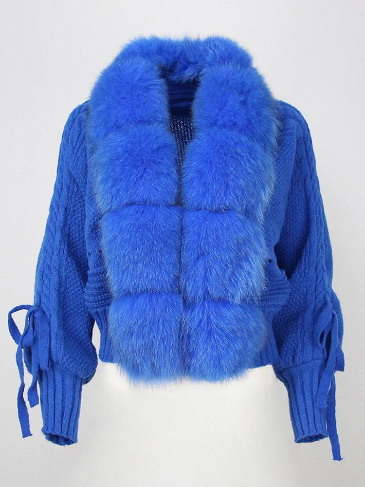Lixx | Cappotto invernale di lusso per donne con colletto in pelliccia di volpe vera