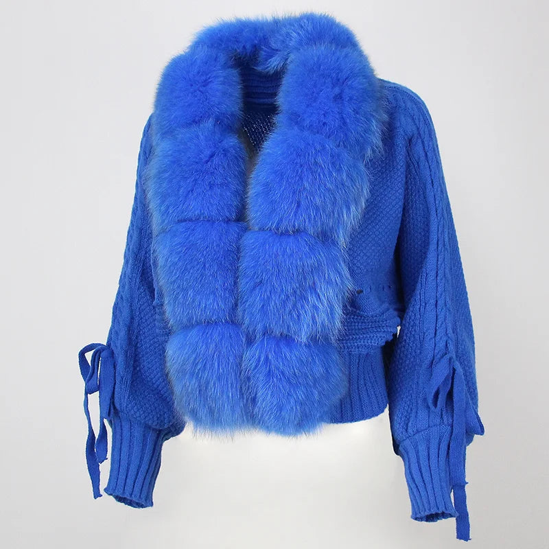 Lixx | Cappotto invernale di lusso per donne con colletto in pelliccia di volpe vera