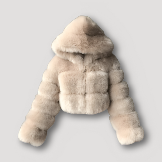 Kirie | Giacca cropped in peluche sintetico lussuosa con zip completa