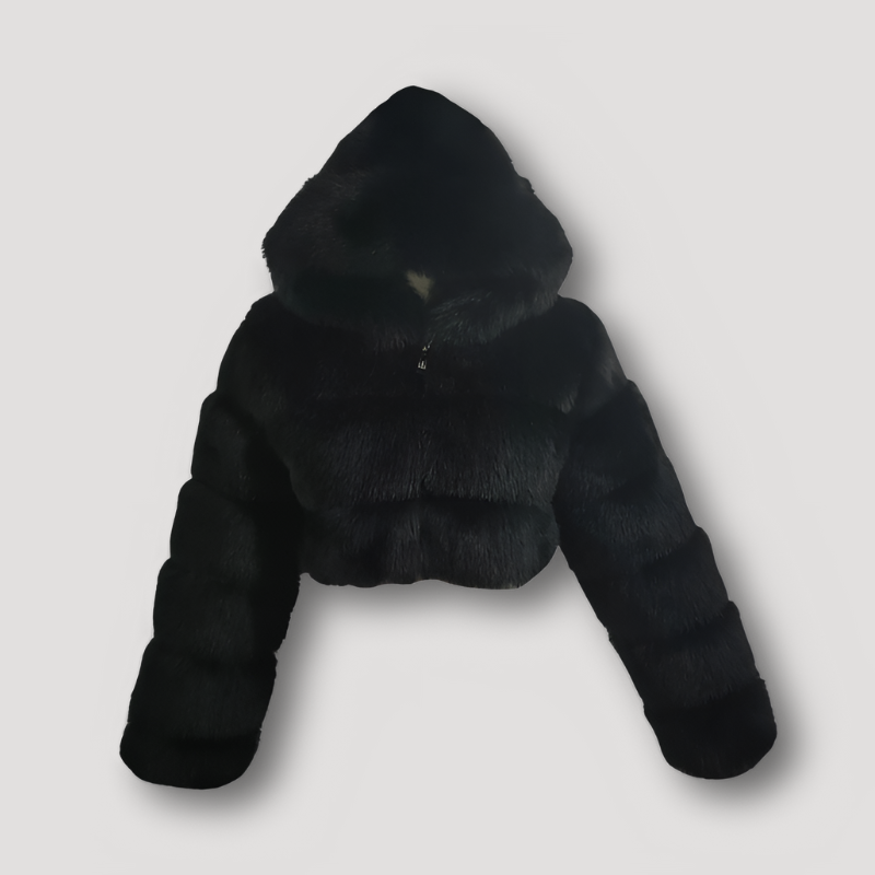 Kirie | Giacca cropped in peluche sintetico lussuosa con zip completa