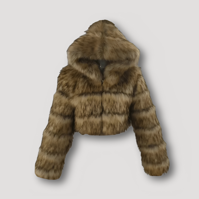 Kirie | Giacca cropped in peluche sintetico lussuosa con zip completa