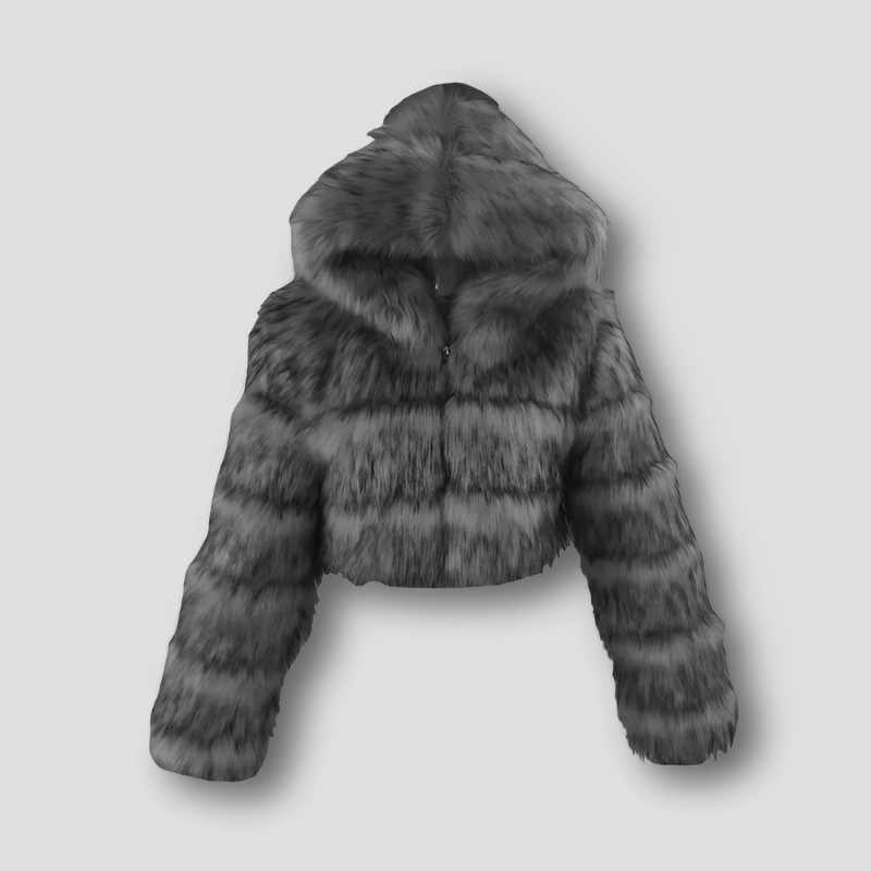 Kirie | Giacca cropped in peluche sintetico lussuosa con zip completa