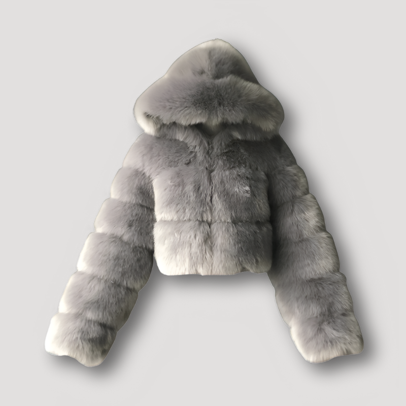 Kirie | Giacca cropped in peluche sintetico lussuosa con zip completa
