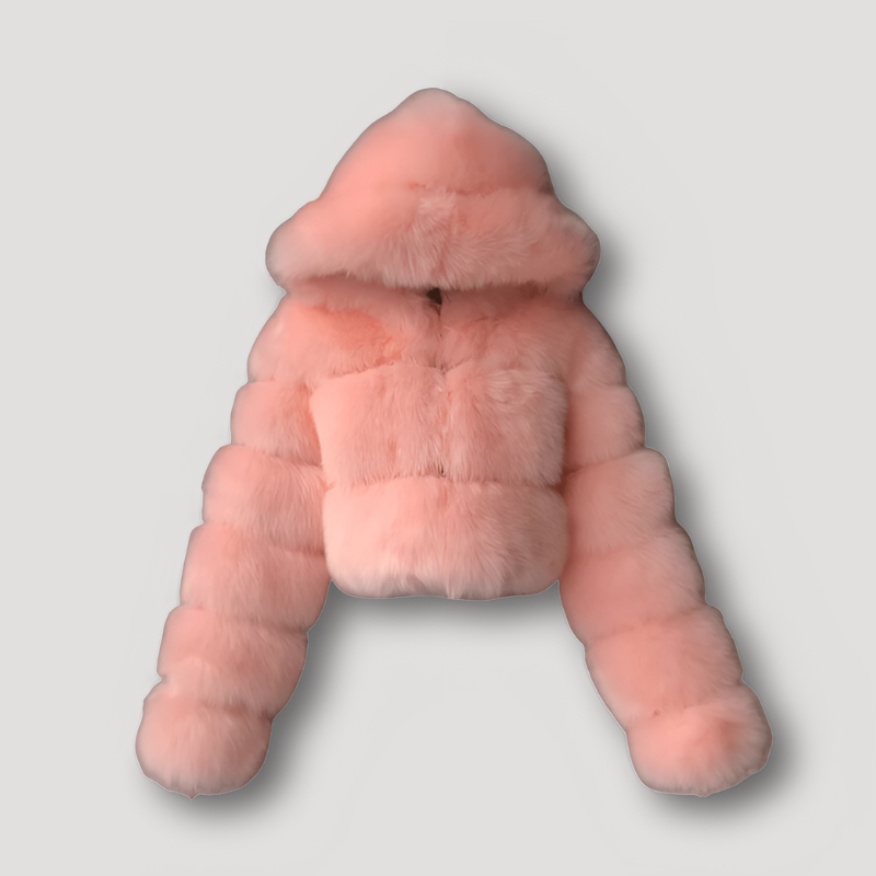 Kirie | Giacca cropped in peluche sintetico lussuosa con zip completa