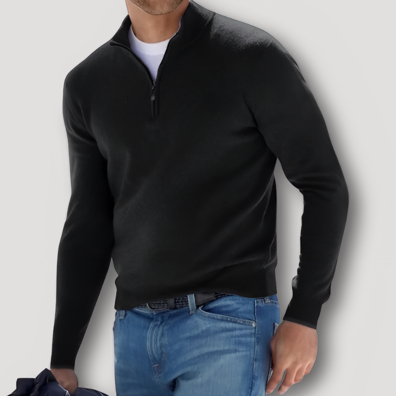 Ulises | Maglione da uomo in lana e cashmere classico con zip quarti