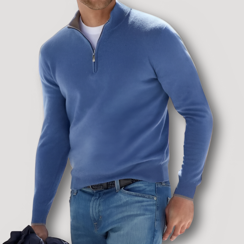 Ulises | Maglione da uomo in lana e cashmere classico con zip quarti