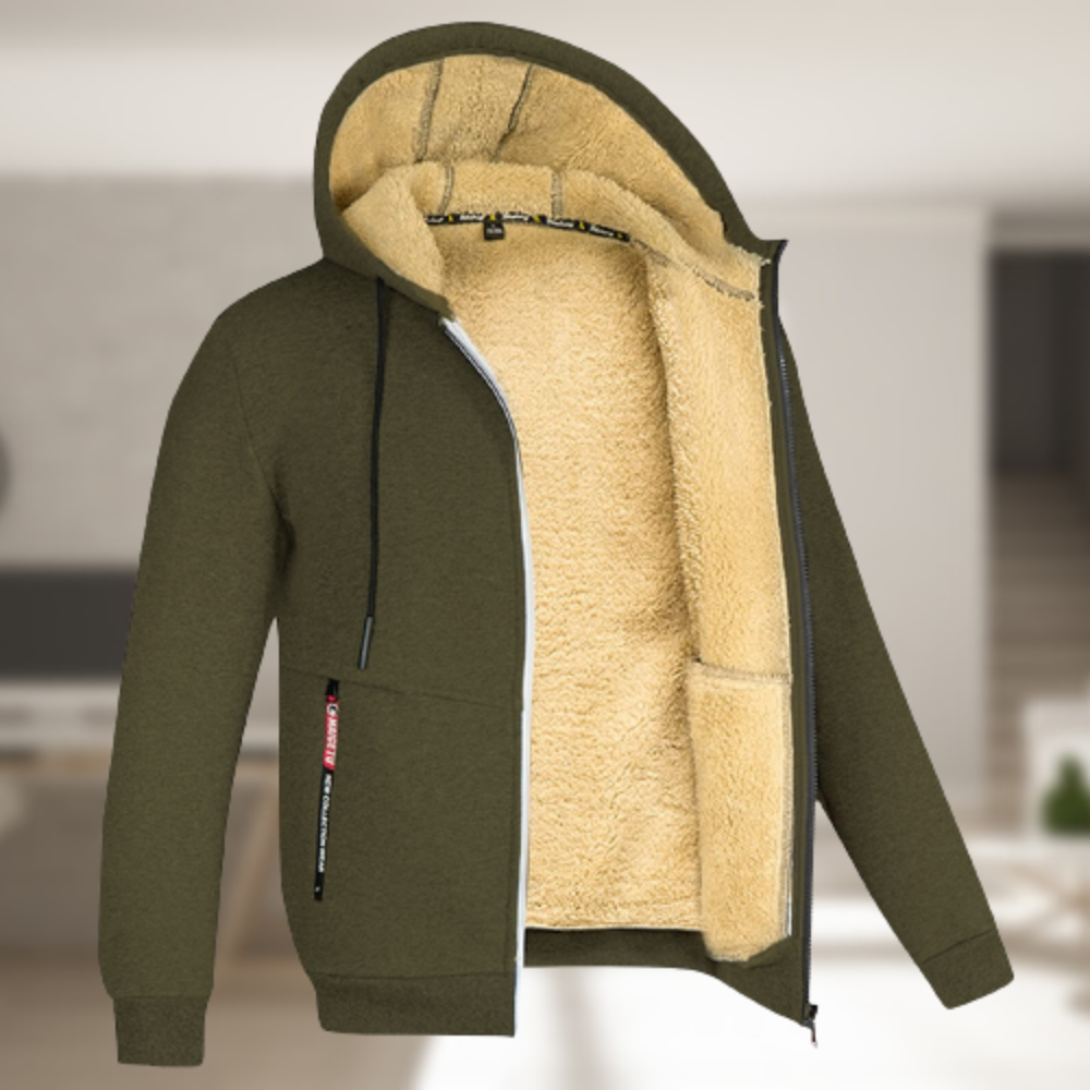 Carie | Giacca invernale casual da uomo con cappuccio e fleece
