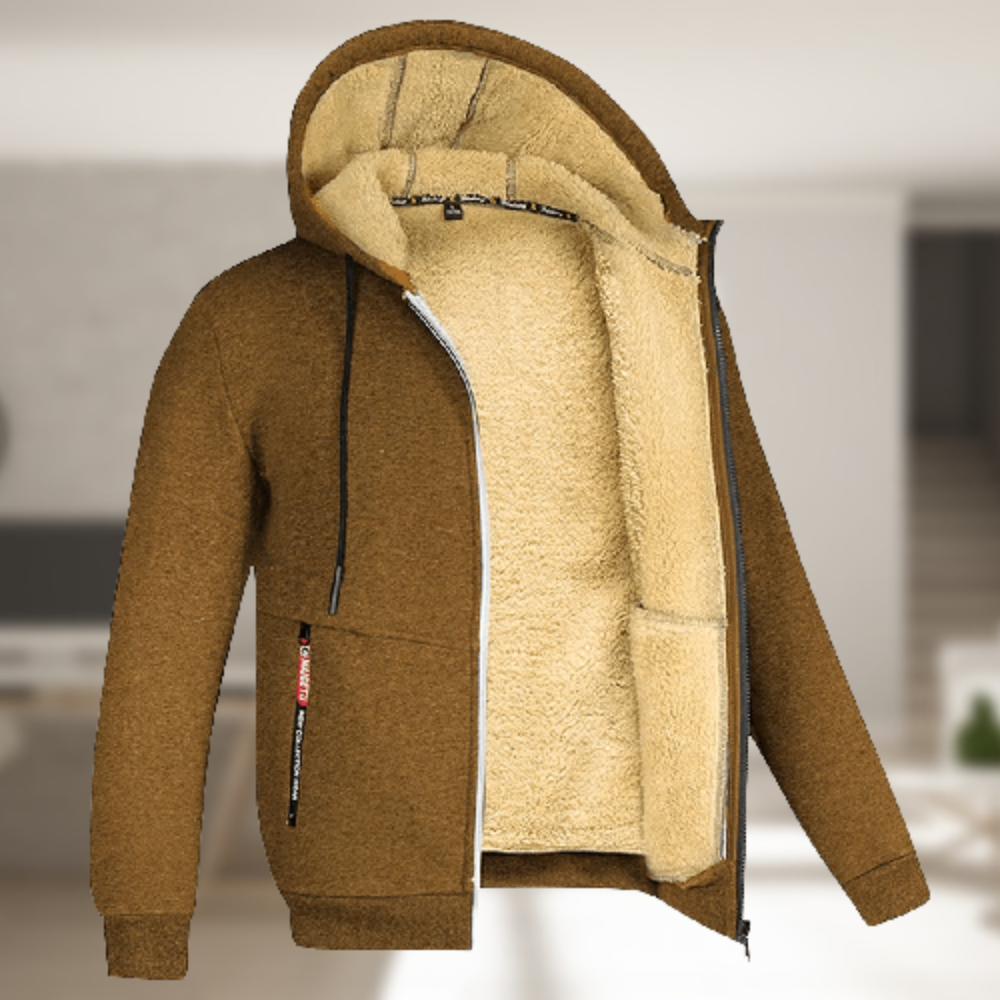 Carie | Giacca invernale casual da uomo con cappuccio e fleece