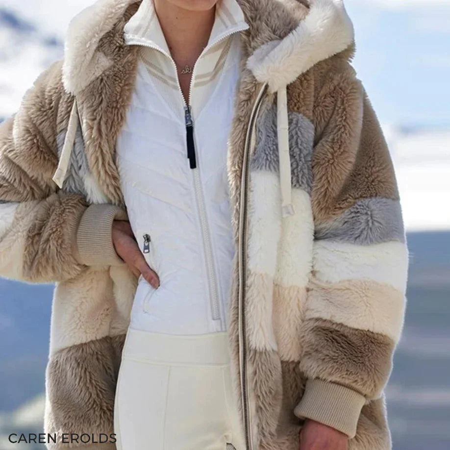 Drav | Giacca con cappuccio in tweed morbido con fodera in lana pelosa