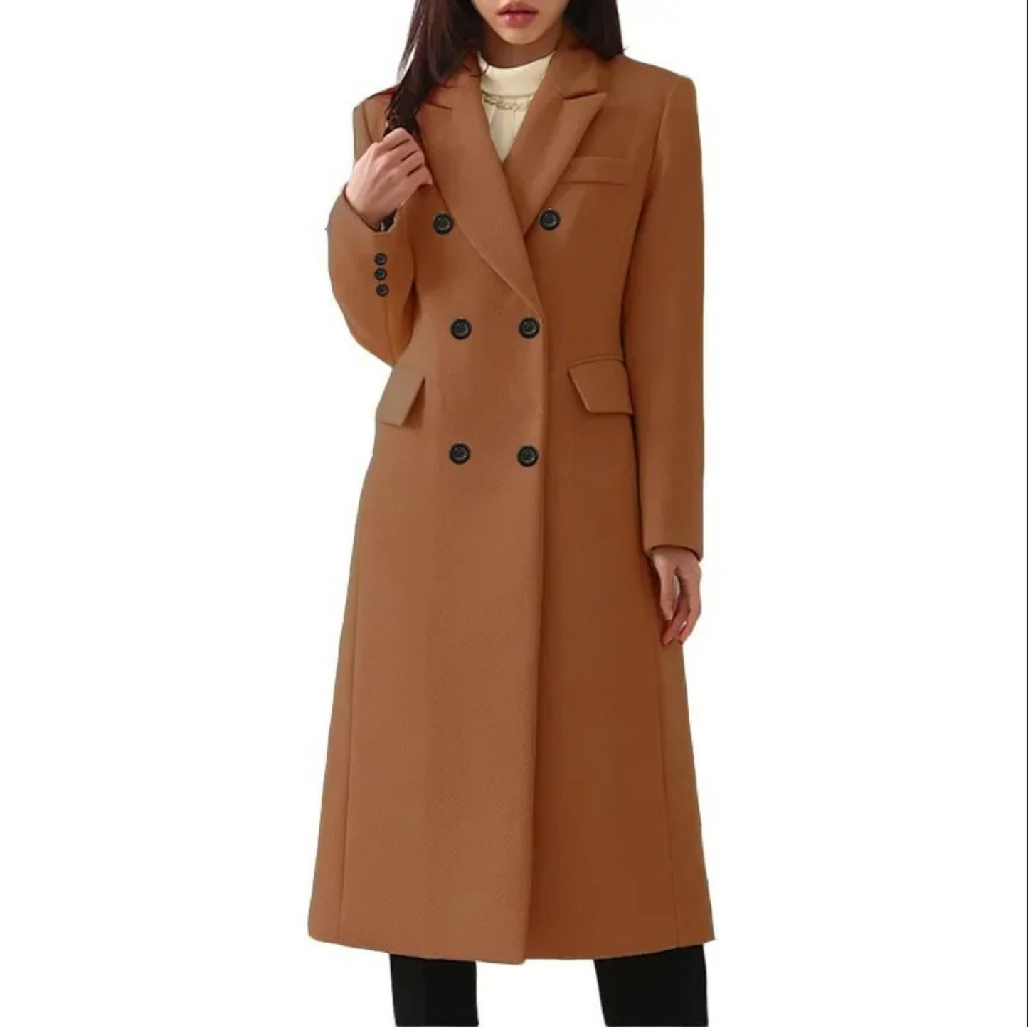 Louia | Cappotto in lana lungo e trapuntato con doppio colletto per donne