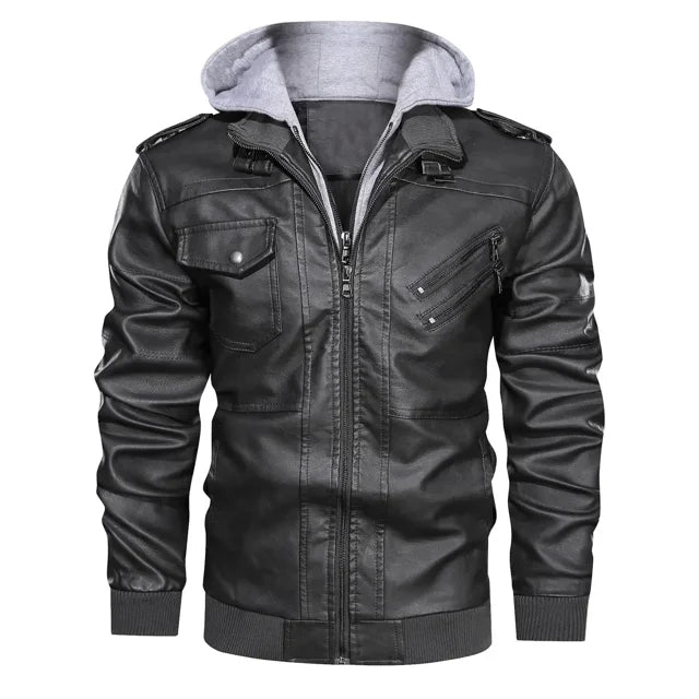 Prio | Giacca in pelle invernale premium elegante con cappuccio