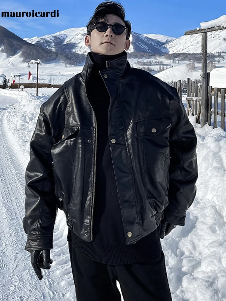 Ragnar | Giacca oversize impermeabile e calda in ecopelle per uomo