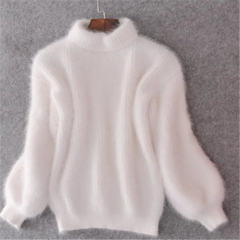 Amarie | Pullover vintage in angora: lavorato a maglia larga e monocolore