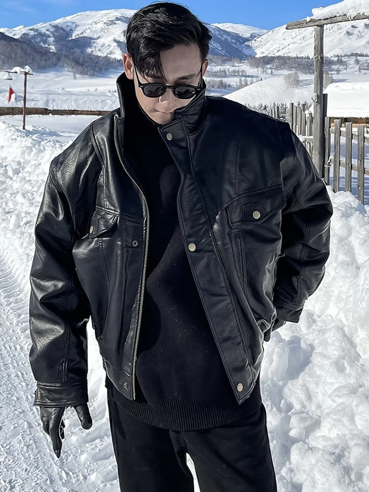 Ragnar | Giacca oversize impermeabile e calda in ecopelle per uomo
