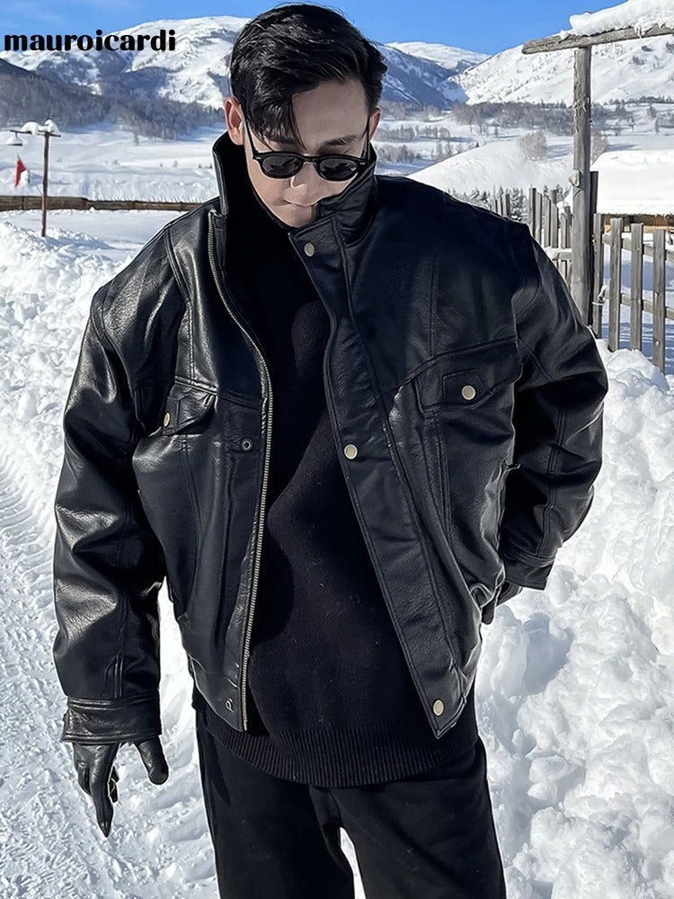 Ragnar | Giacca oversize impermeabile e calda in ecopelle per uomo