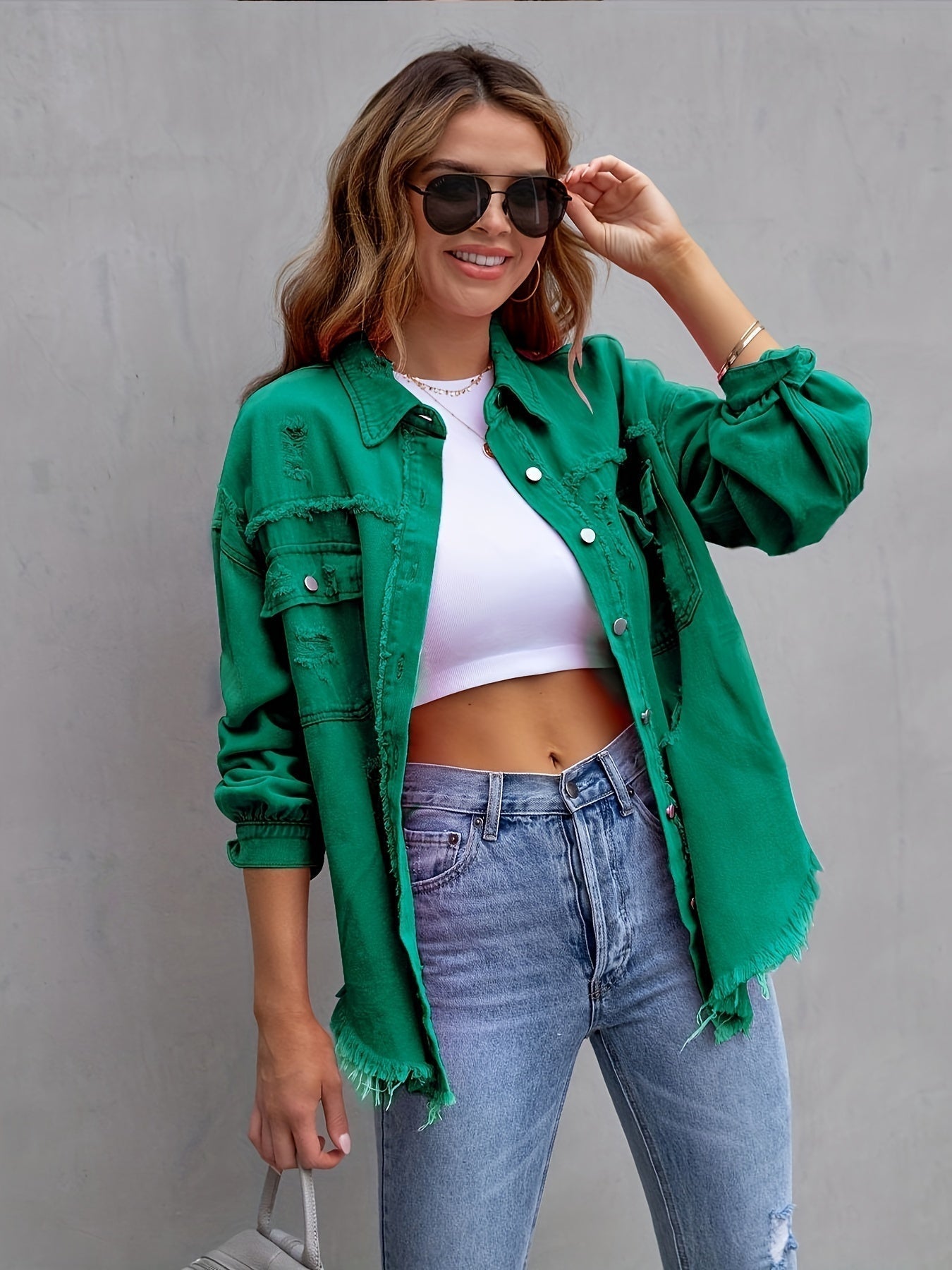 Serdia | Giacca di jeans strappata in taglia grande