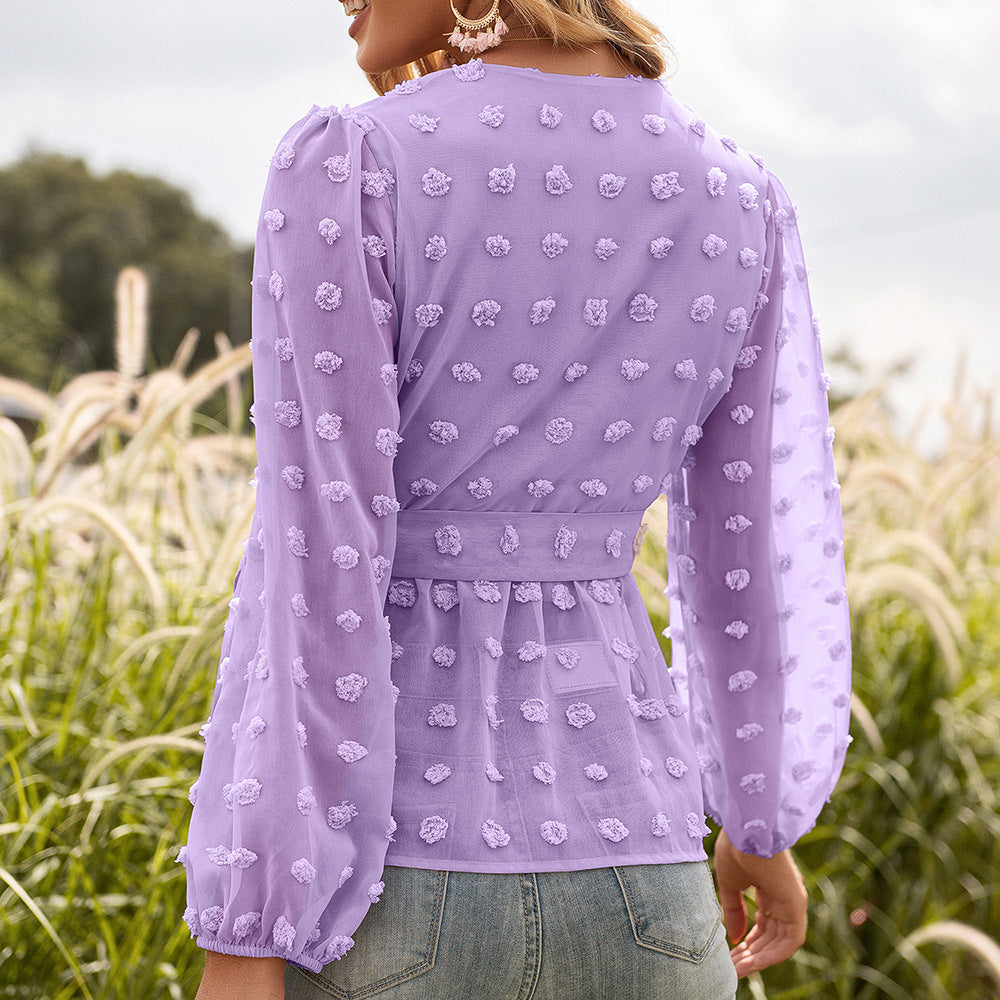Athena | Blusa a maniche lunghe con scollatura a V in pizzo