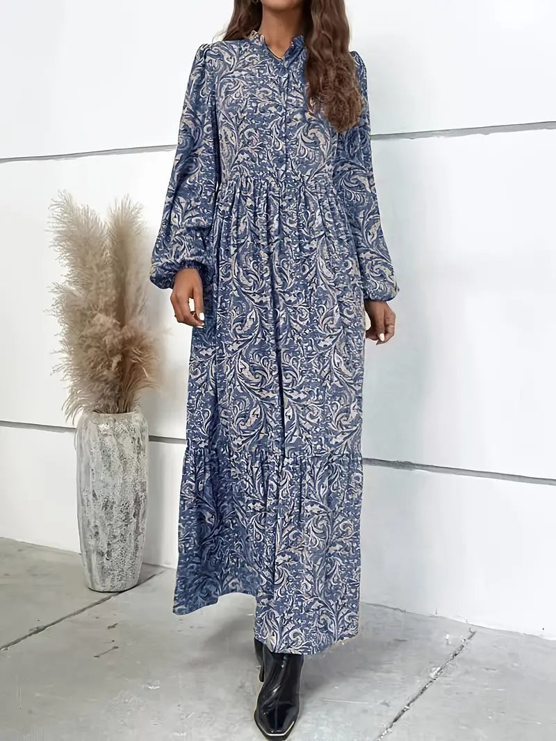 Beau - Abito boho a maniche lunghe con volant