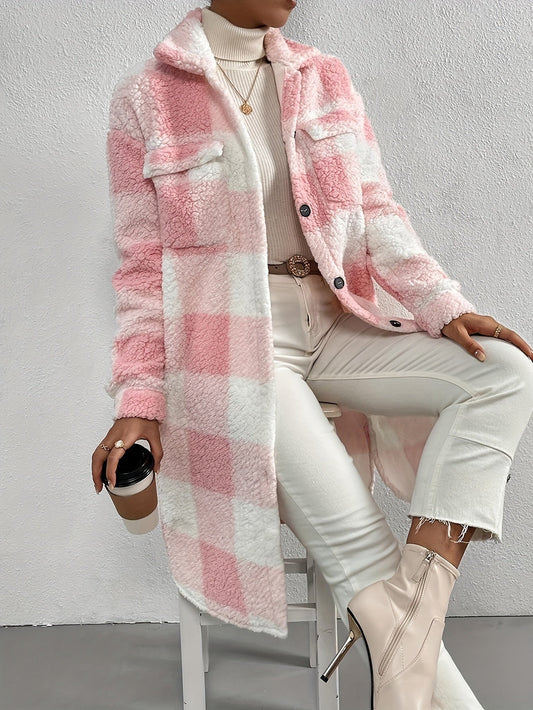 Serin | Elegante cappotto teddy a quadri