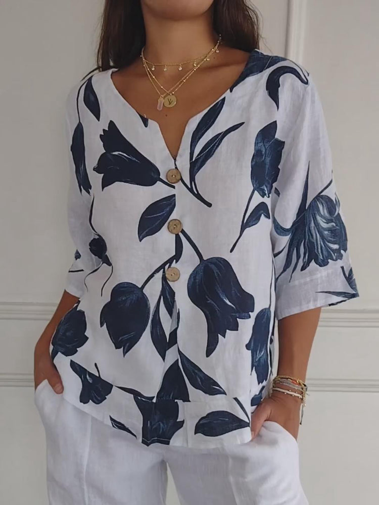 Elara - Blusa botanica a V