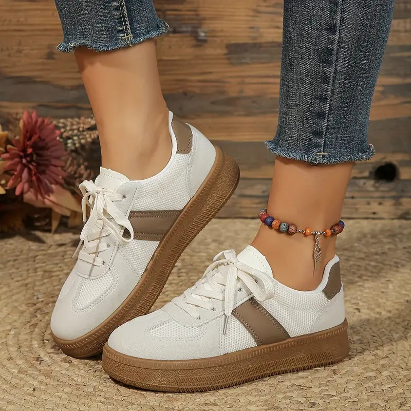 Evelyn - Sneakers sportive eleganti con lacci e plateau
