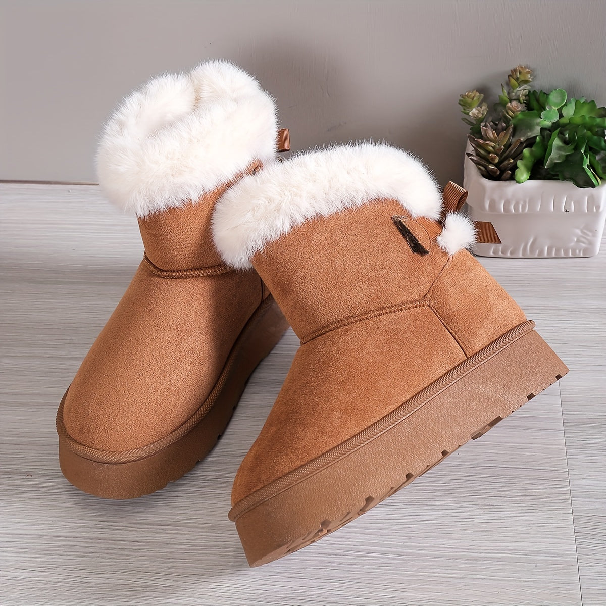 Nelia | Stivali in peluche termici eleganti con fiocco