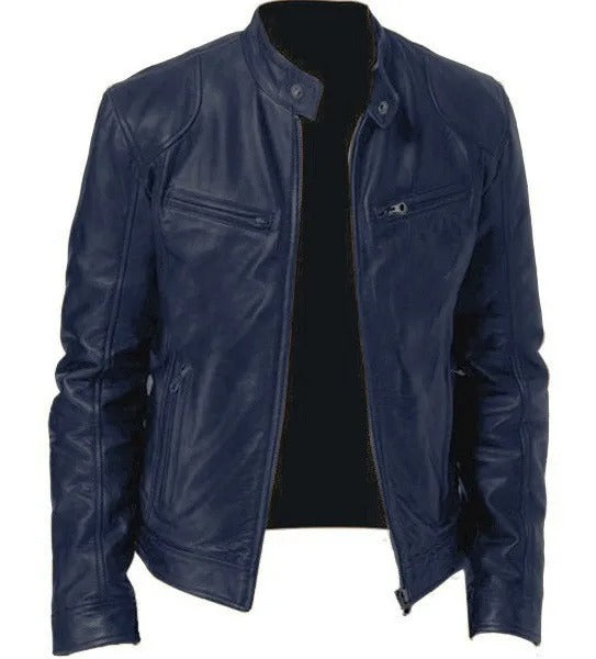 Enzo | Giacca in pelle casual con colletto a bottoni – Stilosa e moderna