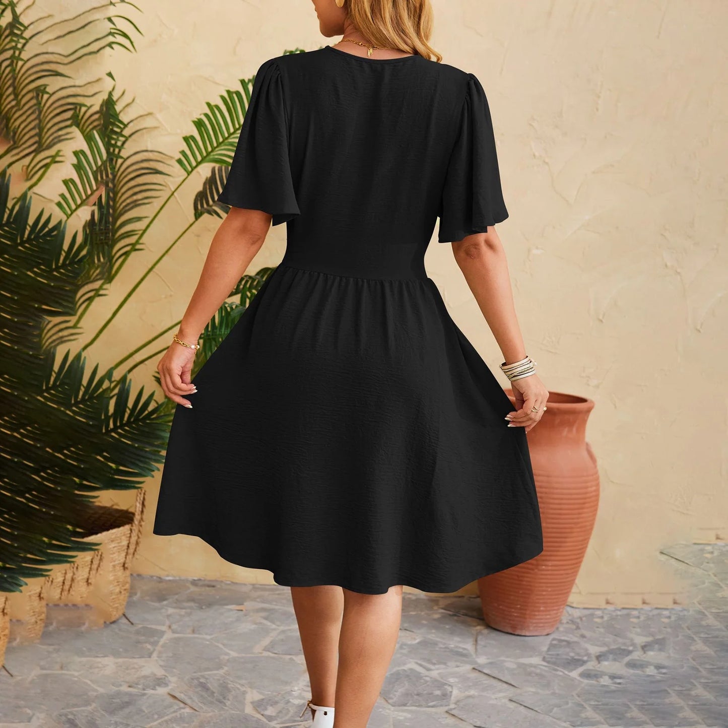 Keiko | Classica camicia a maniche a farfalla