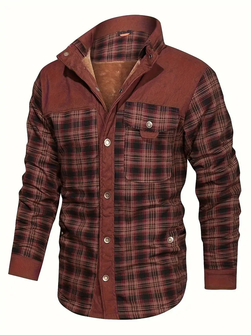 Rero | Camicia a quadri retro da uomo con fodera in pile – Caldo cappotto casual