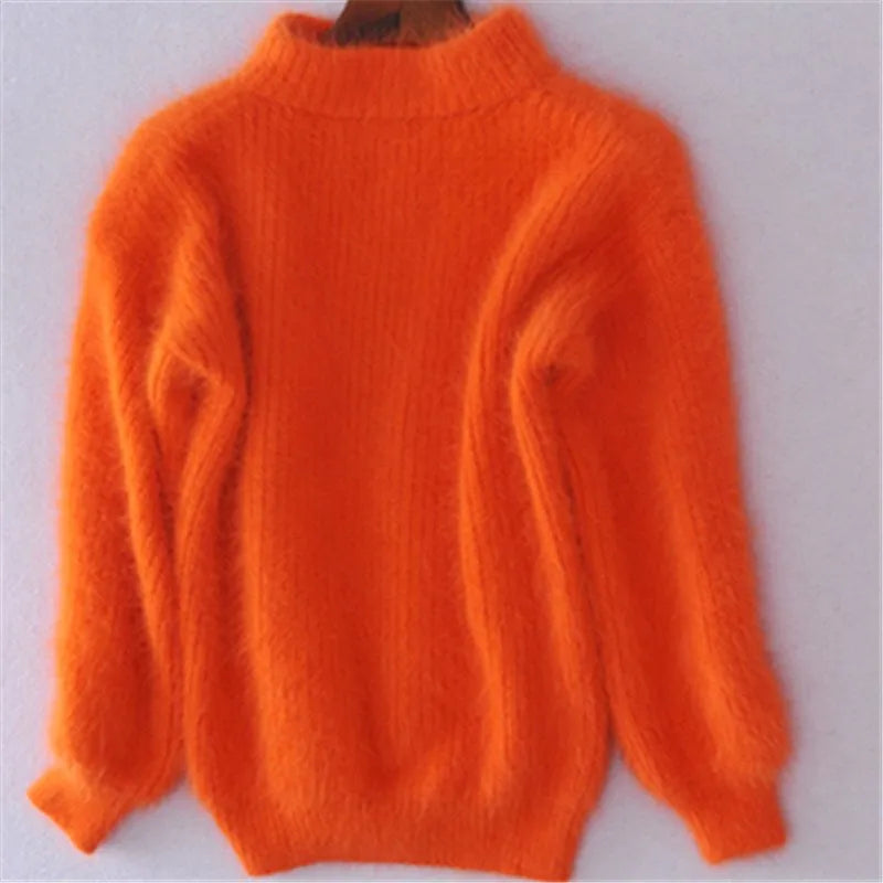 Amarie | Pullover vintage in angora: lavorato a maglia larga e monocolore