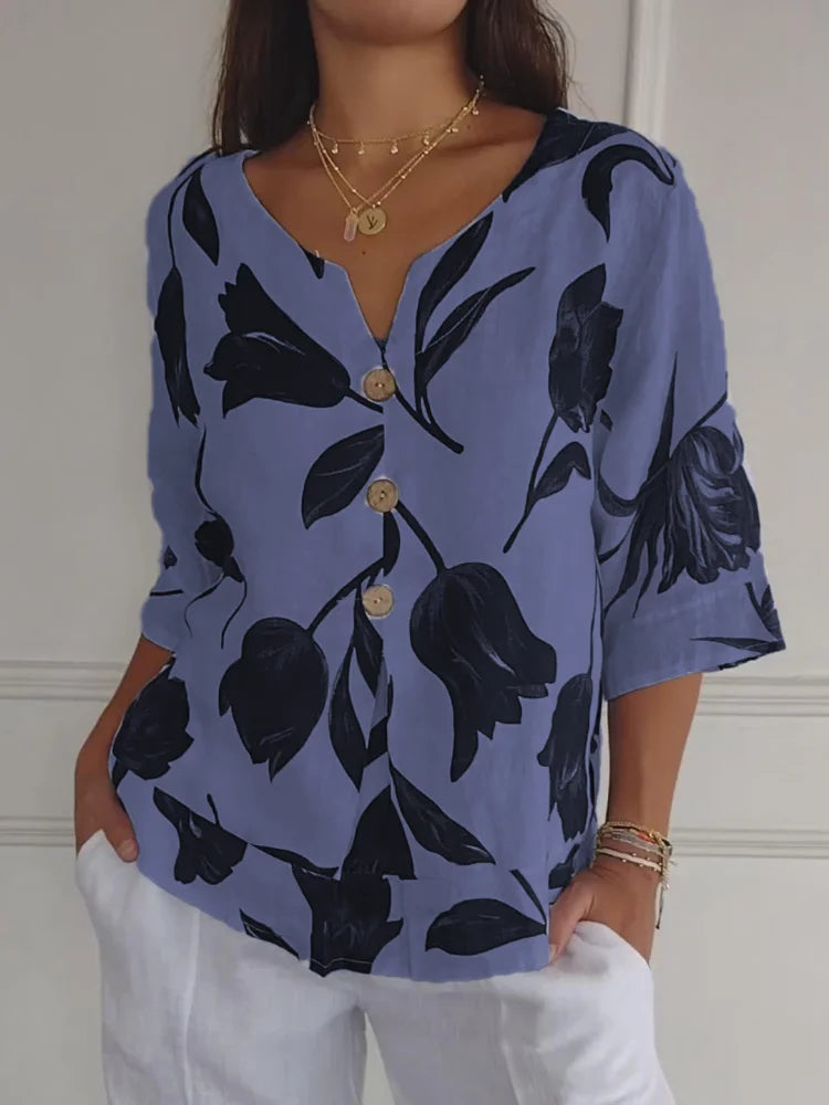 Elara - Blusa botanica a V
