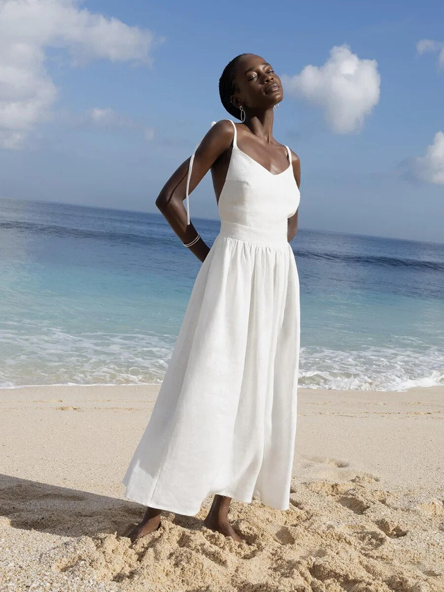 Heather - Lungo vestito estivo in lino per donne