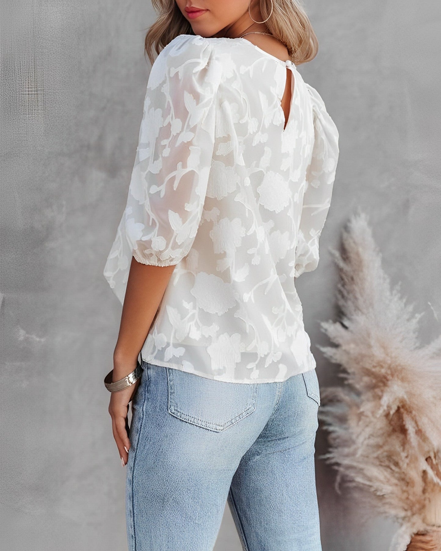 Lotus - Camicia in chiffon con maniche a sbuffo