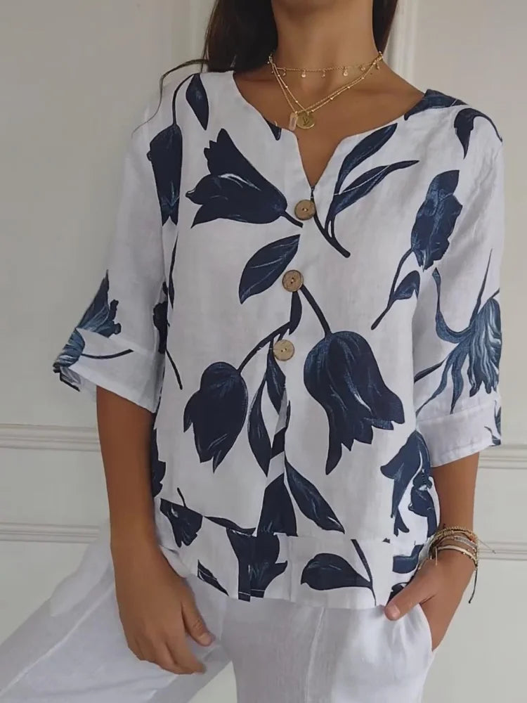 Elara - Blusa botanica a V