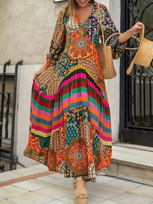 Anne - Abito maxi boho a V per sognatori nomadi