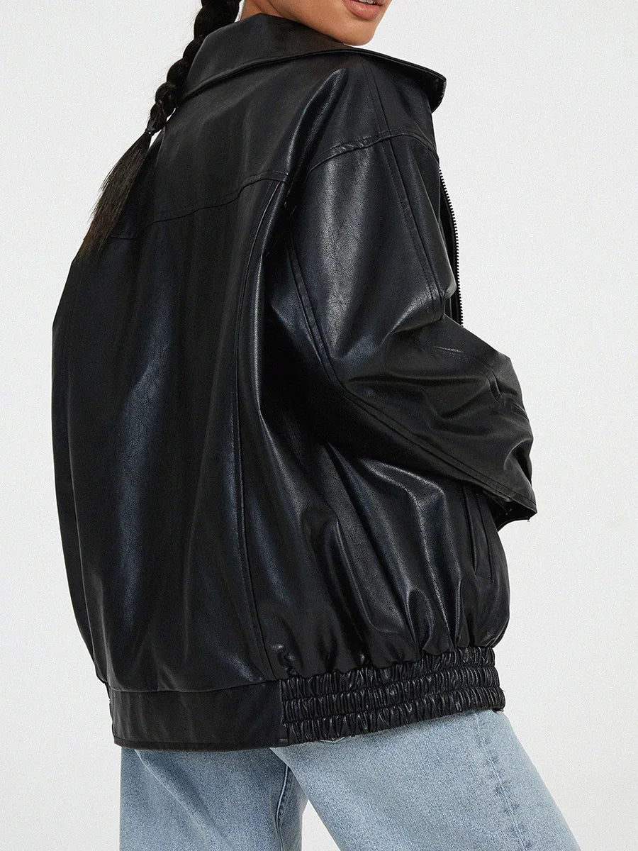 Bambeno | Giacca bomber oversize in pelle per donne