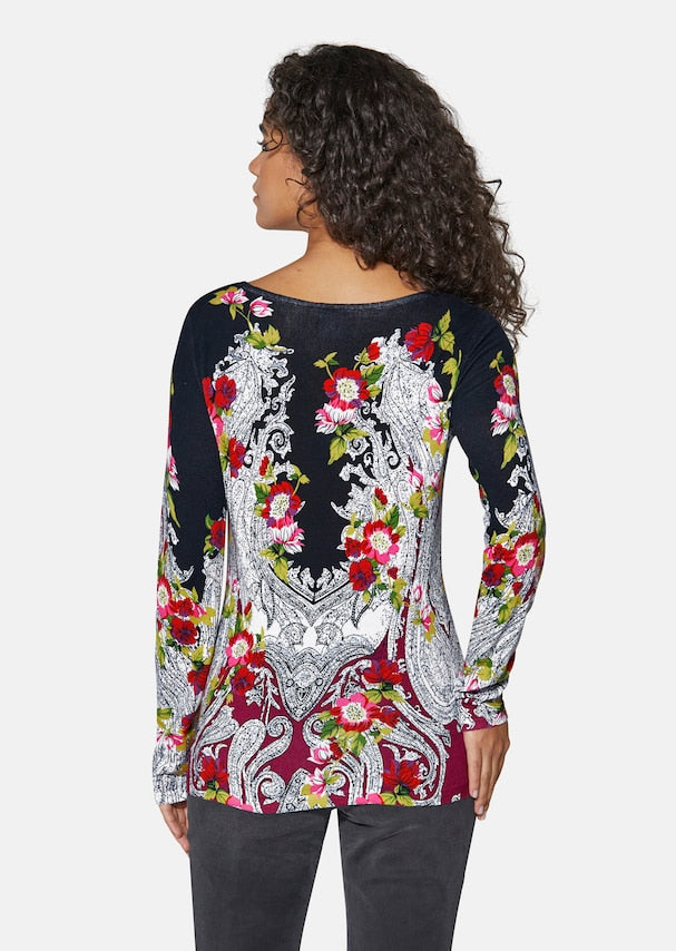 JANE - Maglione a maniche lunghe da donna con motivo floreale