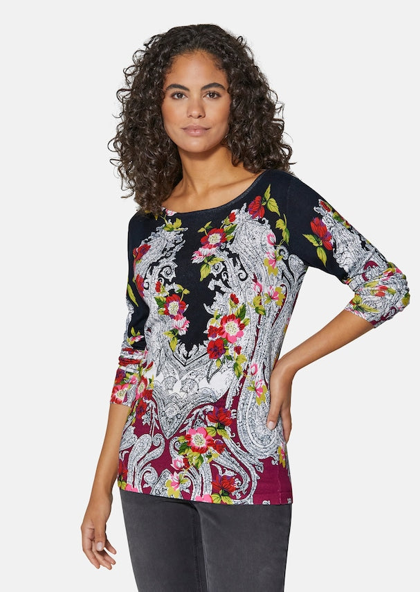 JANE - Maglione a maniche lunghe da donna con motivo floreale
