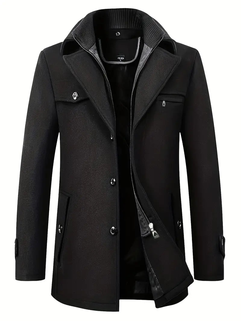 Quinten | Cappotto in lana vergine per uomini, business casual, giacca calda e spessa