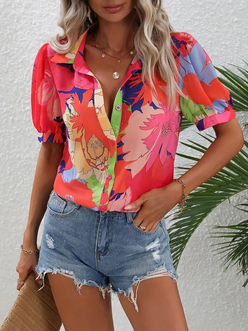 Amy - Camicia con stampa floreale e bottoni