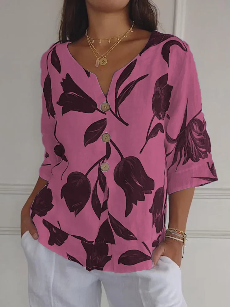 Elara - Blusa botanica a V