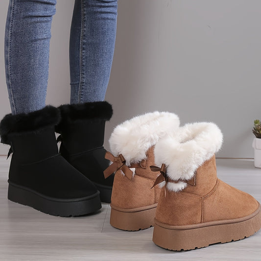 Nelia | Stivali in peluche termici eleganti con fiocco