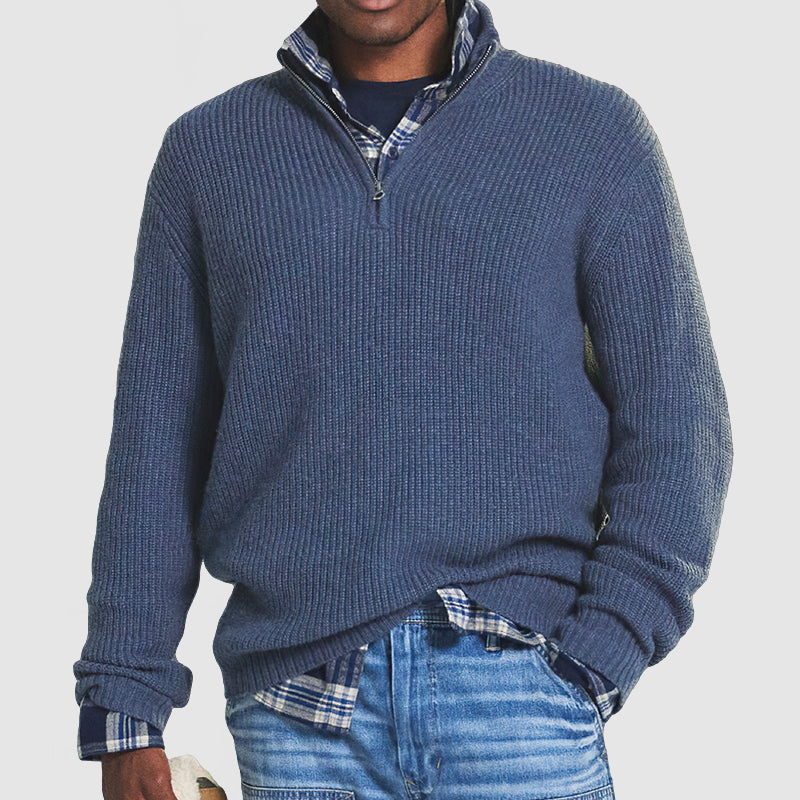 Pullover in cashmere per uomo | Con zip | Morbida texture lavorata a maglia fine