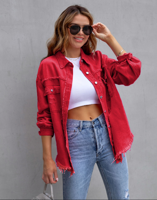 Serdia | Giacca di jeans strappata in taglia grande