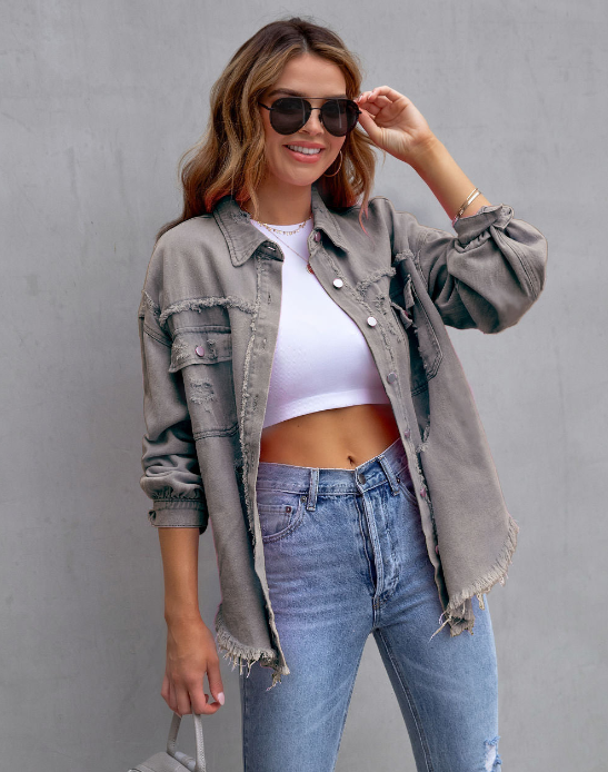 Serdia | Giacca di jeans strappata in taglia grande