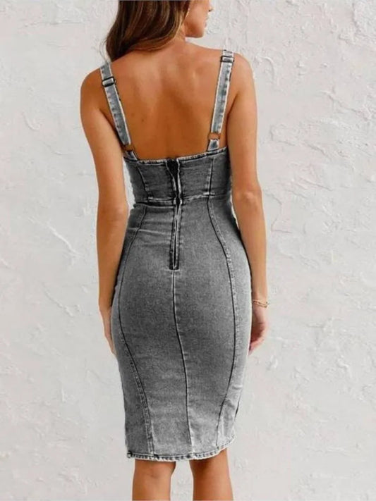 Ysabel | Abito in denim con spalline regolabili