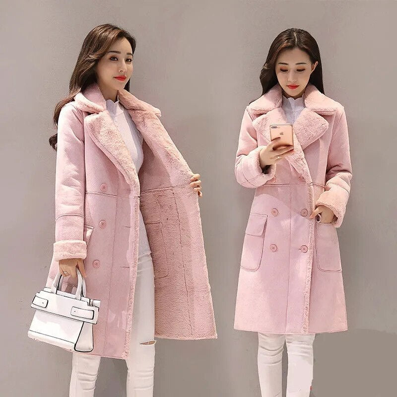 Fury | Cappotto spesso in suede con revers per pendolari